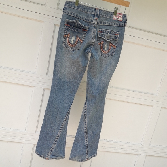 Vintage True Religion Jeans Rainbow Embroidered Bell Bottom All Cotton Flared 28 - Picture 16 of 16